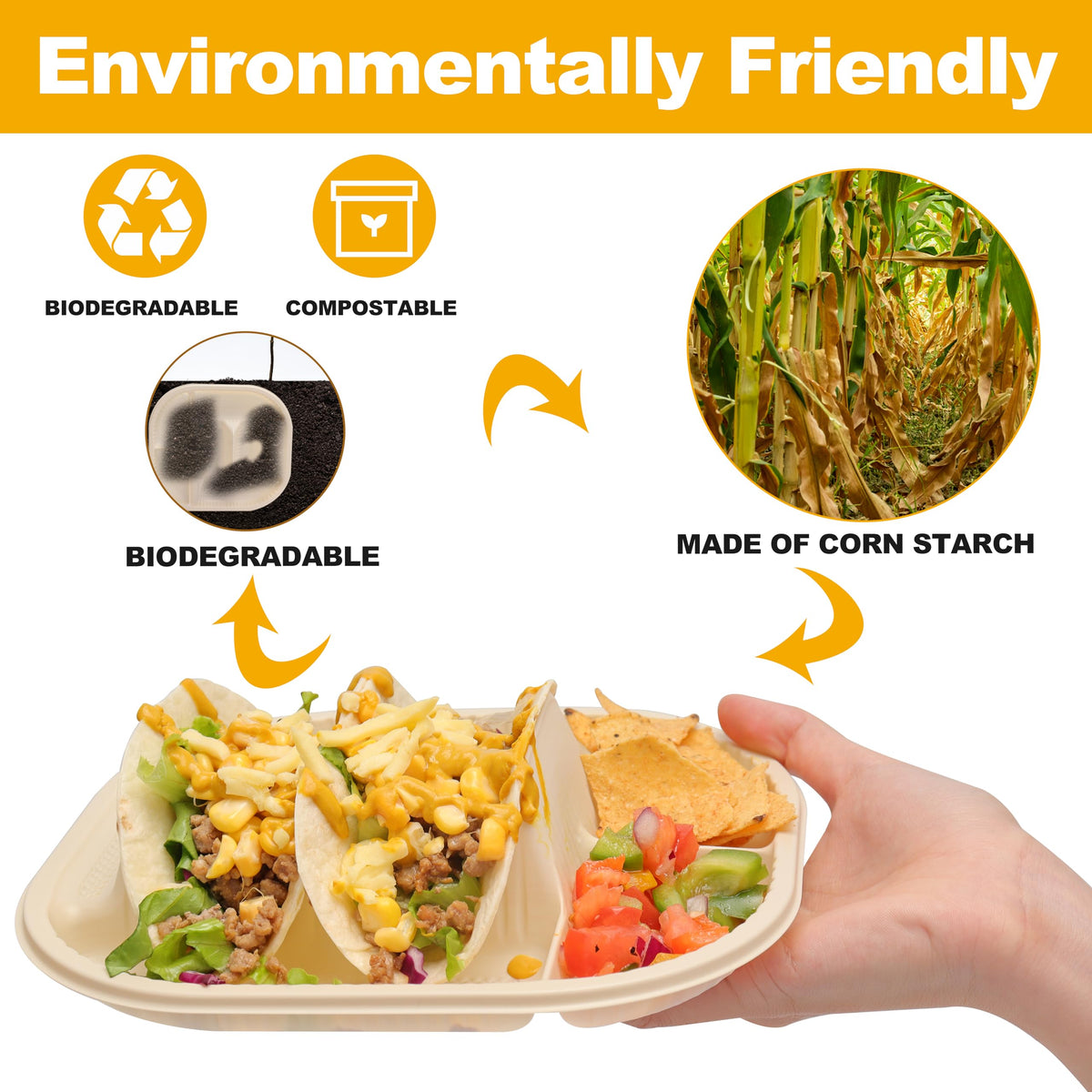 LUVCOSY sturdy, thick taco plate design for mess-free serving.