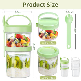 LUXEAR bottom-compartment stores yogurt or milk to keep bases separate.