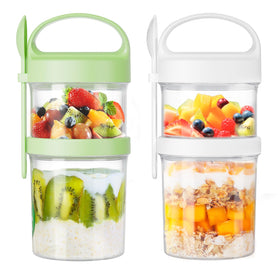 LUXEAR 31oz dual-layer container showing dry-wet separation for fresh flavors.