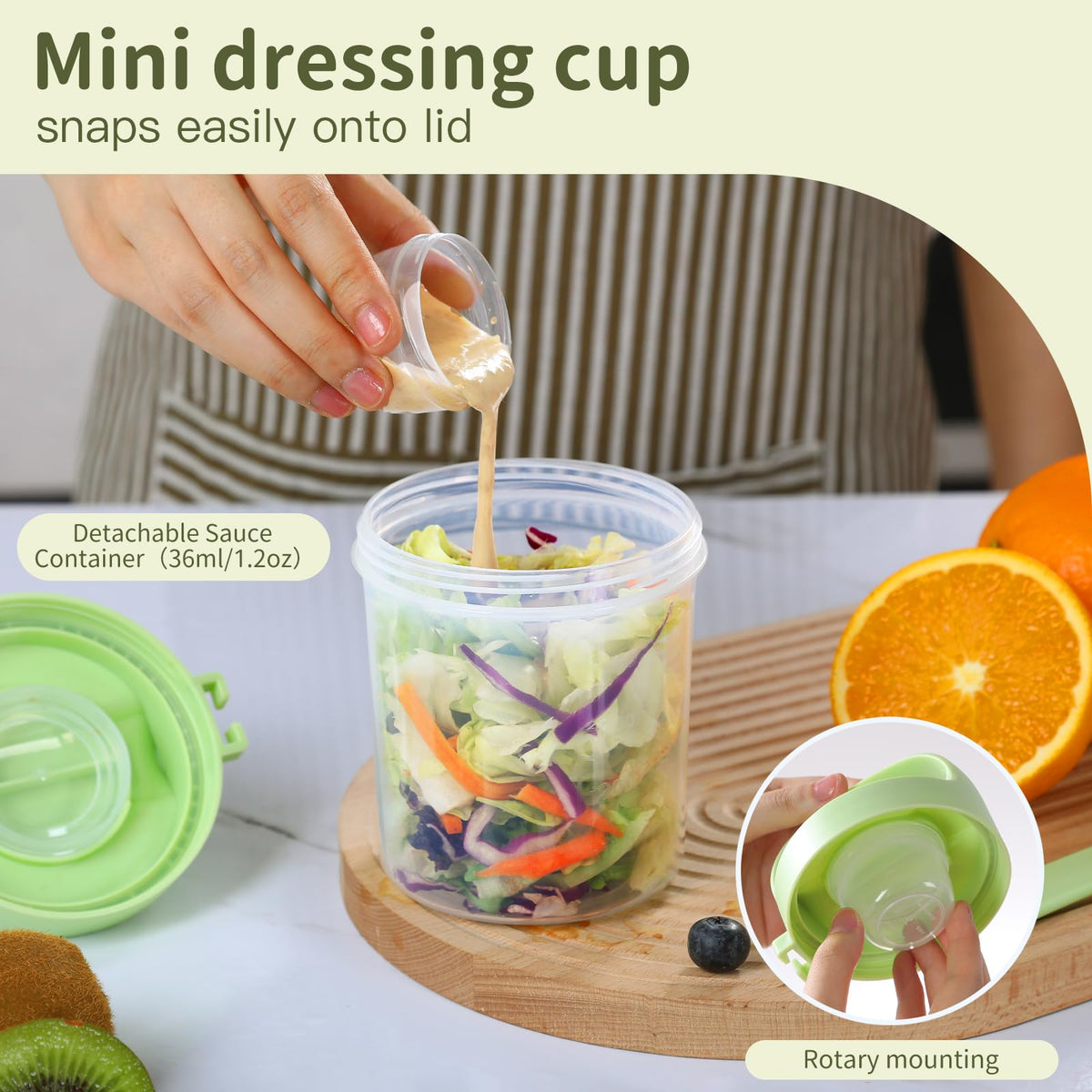 LUXEAR mini-cup stores jam or dressing for flavor control.