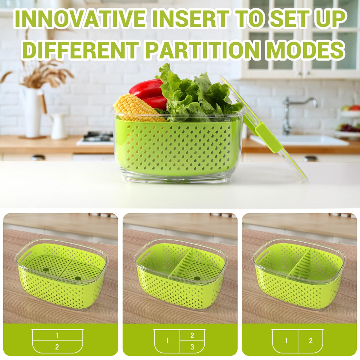 LUXEAR drain and colander function for rinsing and draining produce