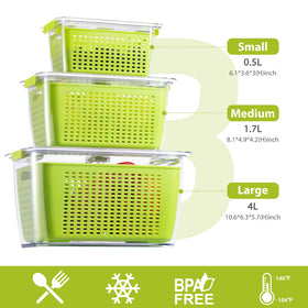 LUXEAR fridge filterable basket for washing and draining produce