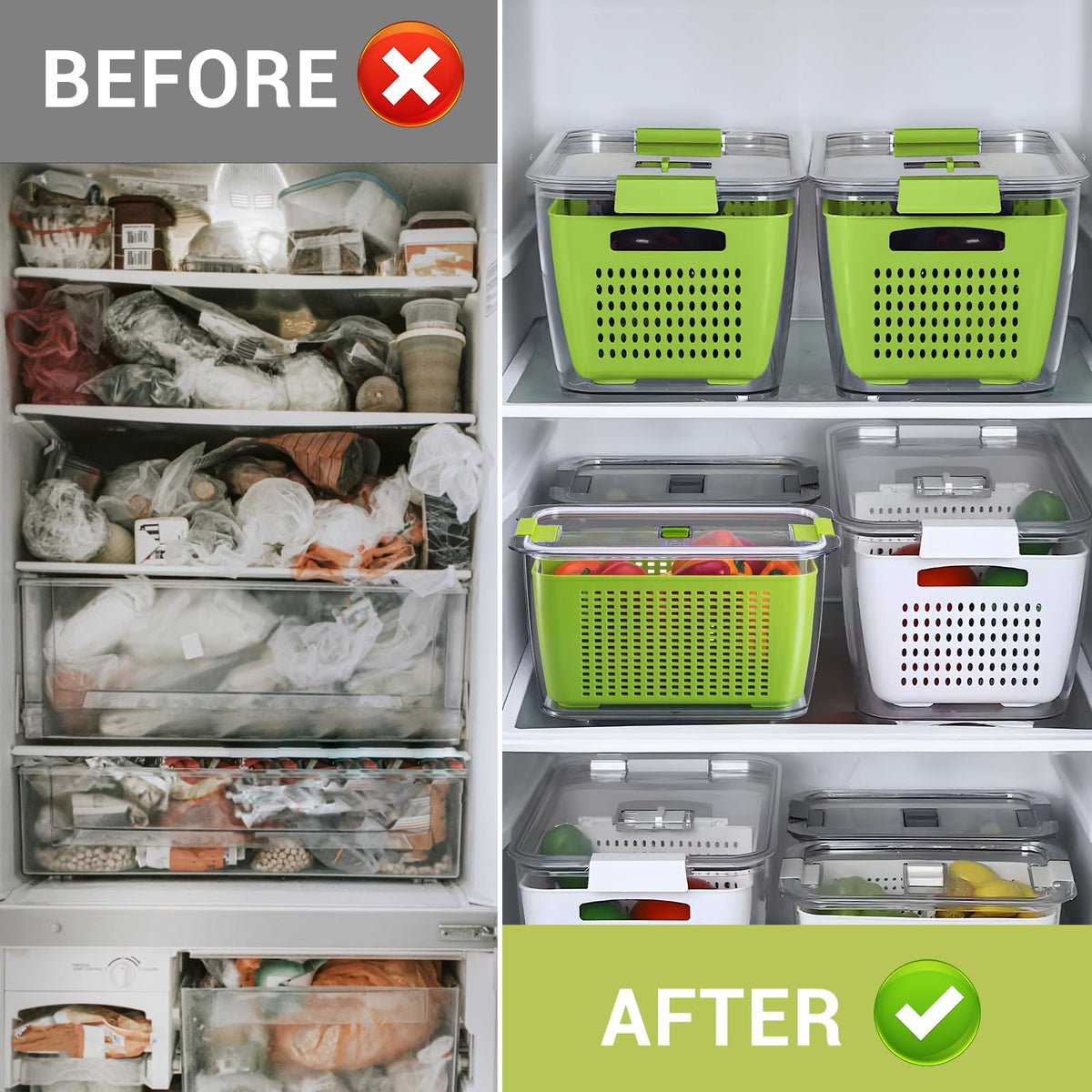 LUXEAR fridge partition keeps foods separated and tidy