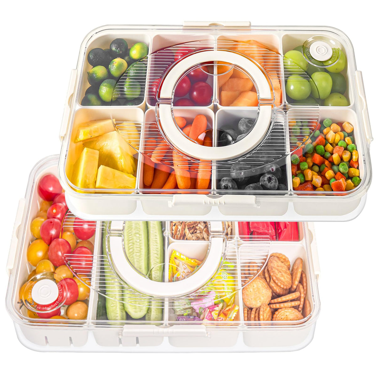 LUXEAR Snackle Box eight compartments with lid, ideal for organized snacks.