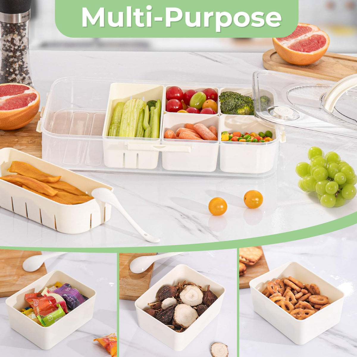 LUXEAR Snackle Box portable handle for easy transport to outings.