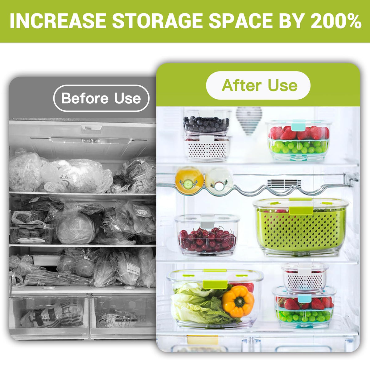 LUXEAR vented fruit and vegetable containers demonstrating airflow control