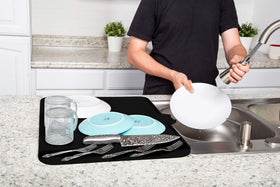 Luxet dish drying mat in black adds modern kitchen style