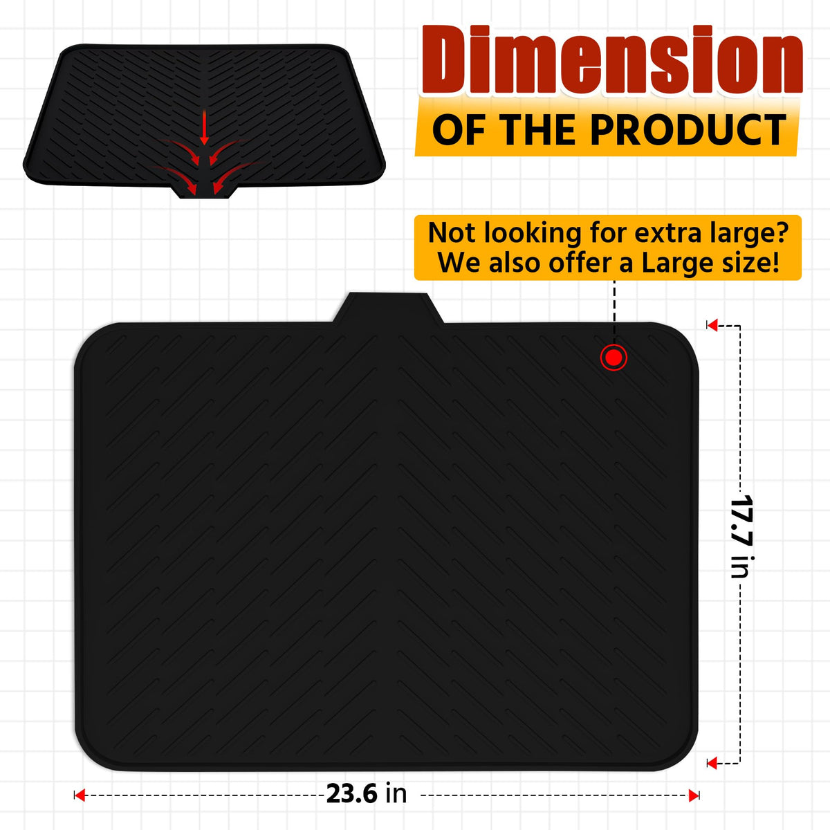 Luxet dish drying mat with diagonal ridges speeds air drying