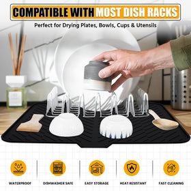Luxet dish drying mat protects countertops from moisture