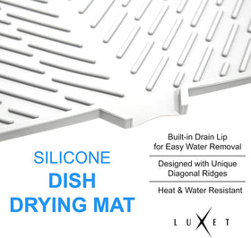 Luxet mat improves sink-area organization by keeping damp dishes neatly elevated.