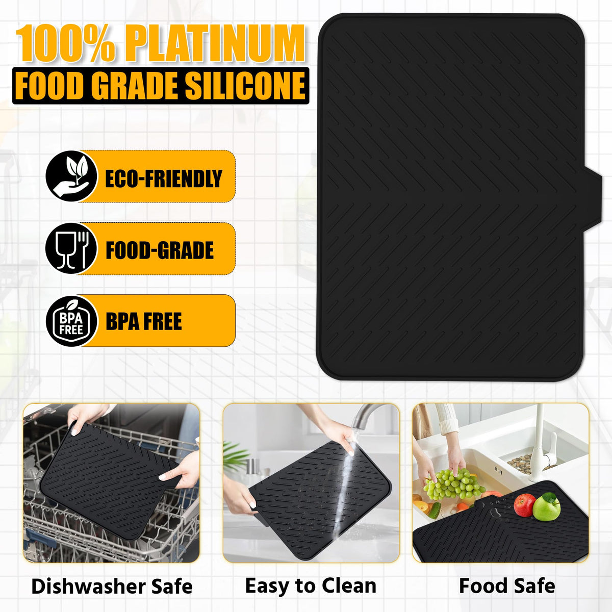 Luxet dish drying mat in white fits clean, bright spaces