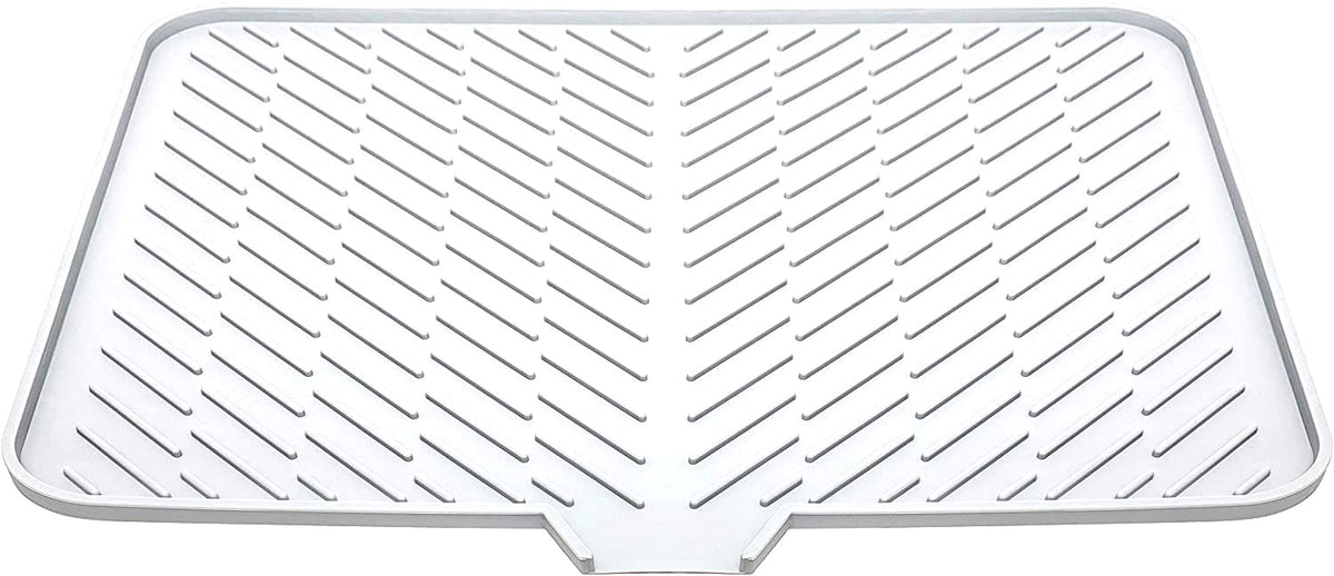 Luxet silicone dish drying mat with built-in drain lip for quick water removal after washing.