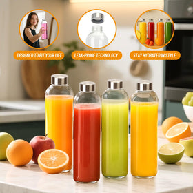 Luxfuel 32 oz glass bottle shown in fridge for convenient storage