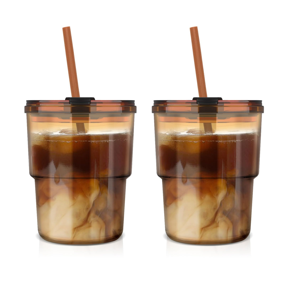 Luxfuel amber 13oz tumbler with straw and lid for on-the-go refreshment