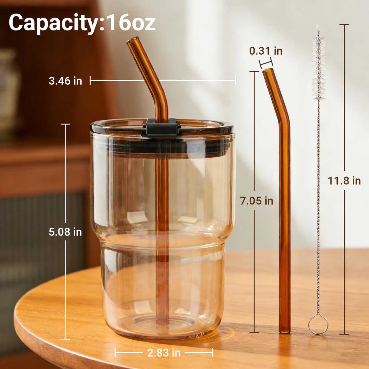 Luxfuel borosilicate glass durability for hot coffee and icy beverages.