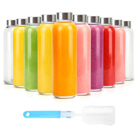 Luxfuel 18 oz clear glass bottle with lids for pure-taste beverages on the go