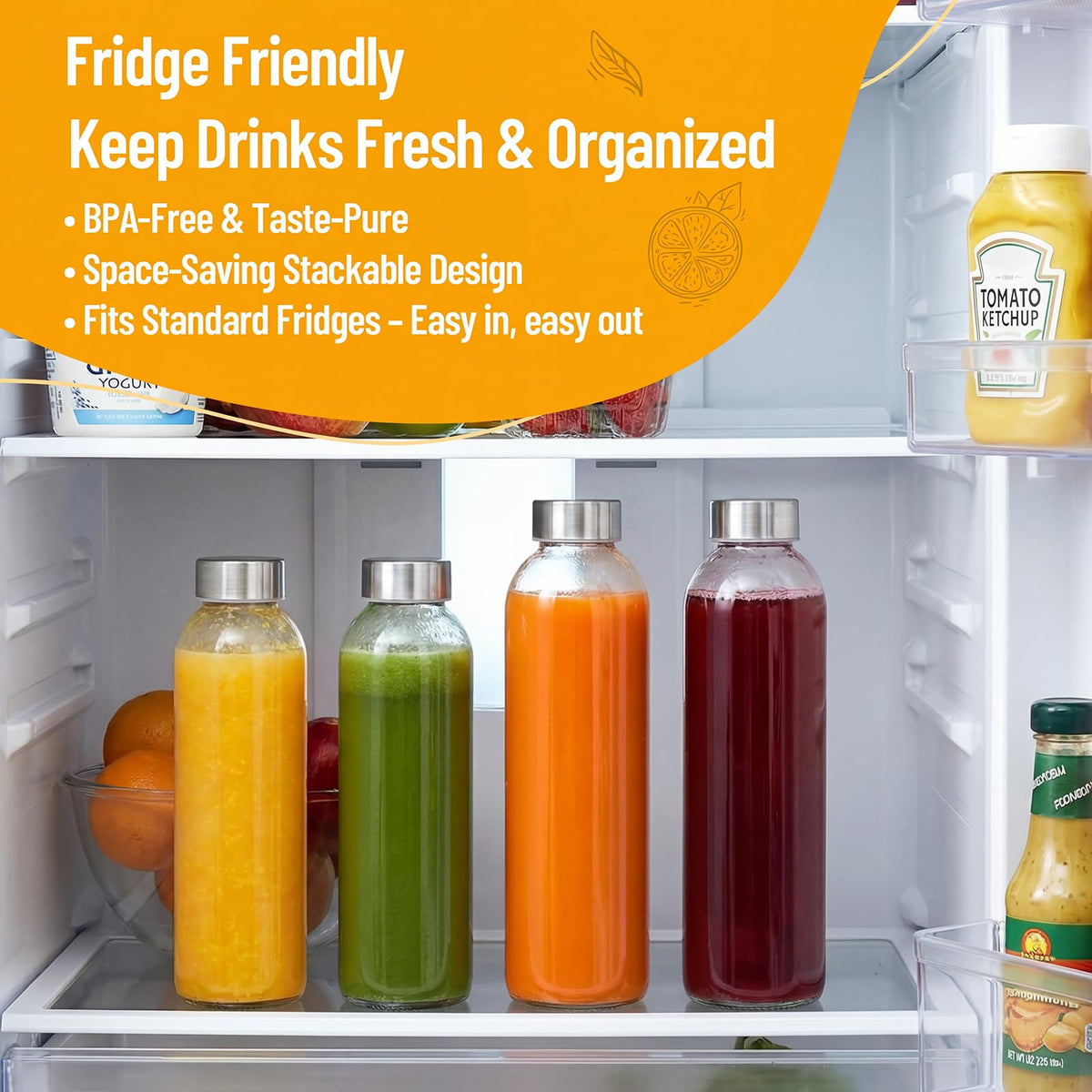 Luxfuel 10-pack glass set fits fridge and easy cleaning