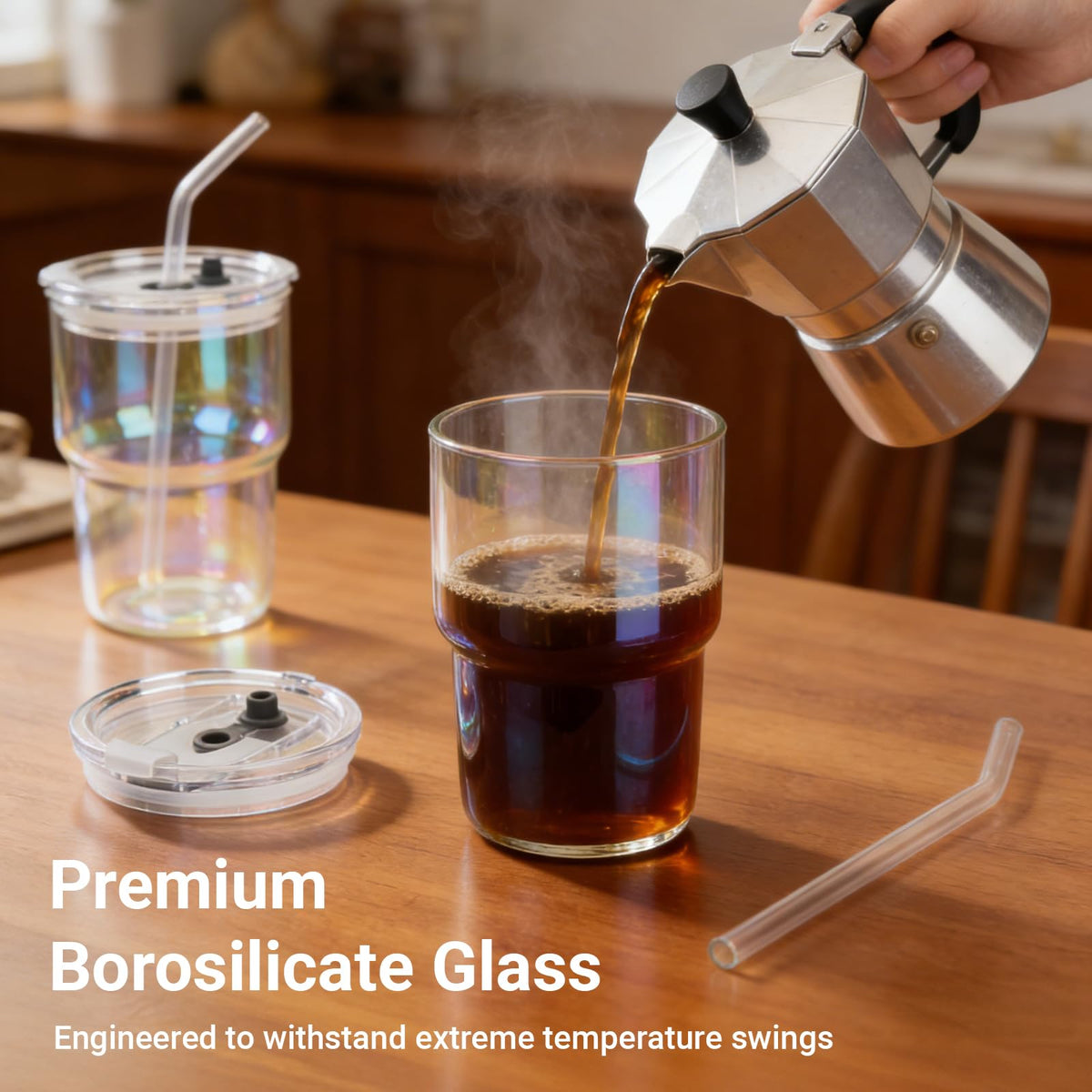 Luxfuel travel-friendly glass tumbler with straw for effortless sipping on the move.