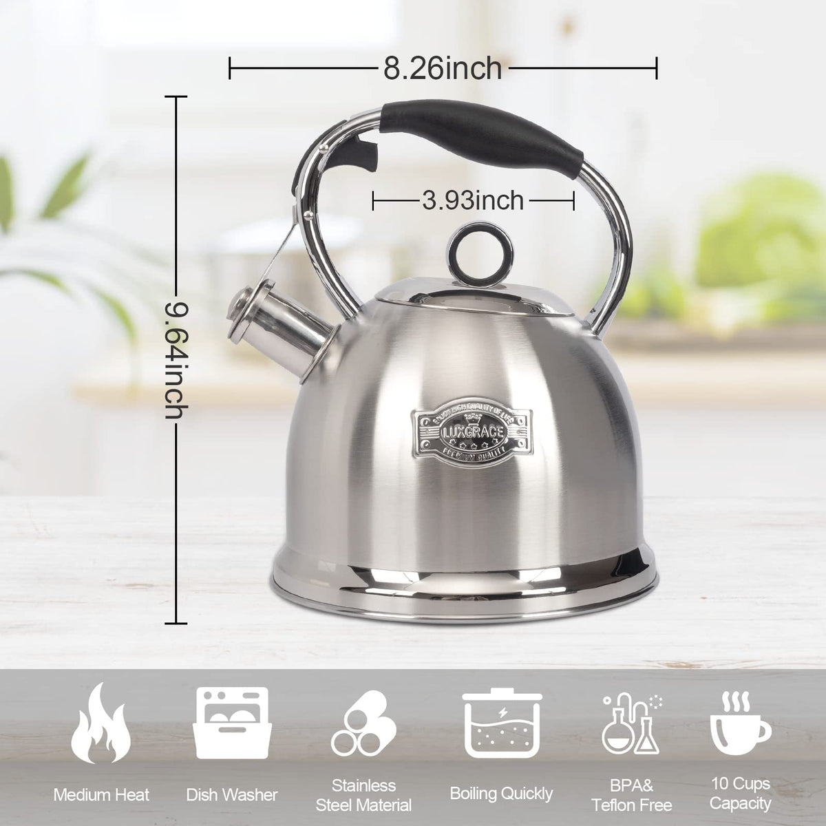 LUXGRACE induction-compatible-tea-kettle works on induction stoves.