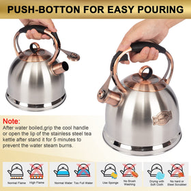 LUXGRACE durable stainless steel kettle for long-lasting kitchen use.