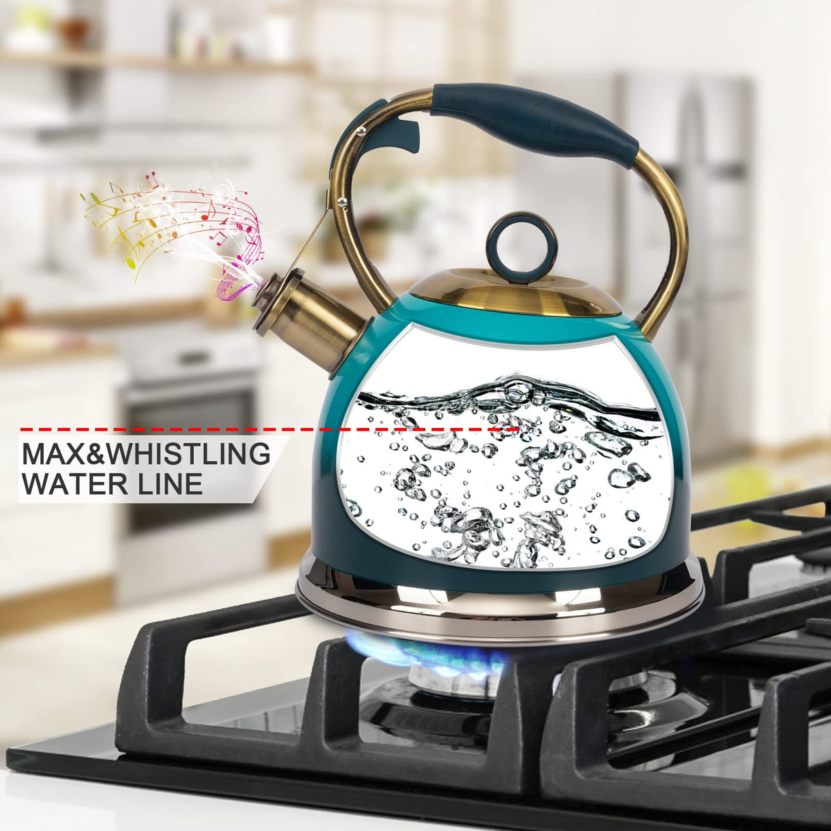LUXGRACE tea kettle ergonomic handle ensures comfortable grip during pouring.