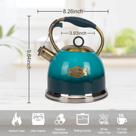 LUXGRACE tea kettle five-layer bottom promotes even heating and durability.