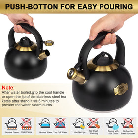 LuxGrace tea kettle ergonomic handle provides comfortable grip.