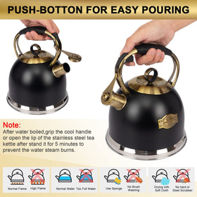LUXGRACE tea kettle ergonomic handle provides comfortable gripping.