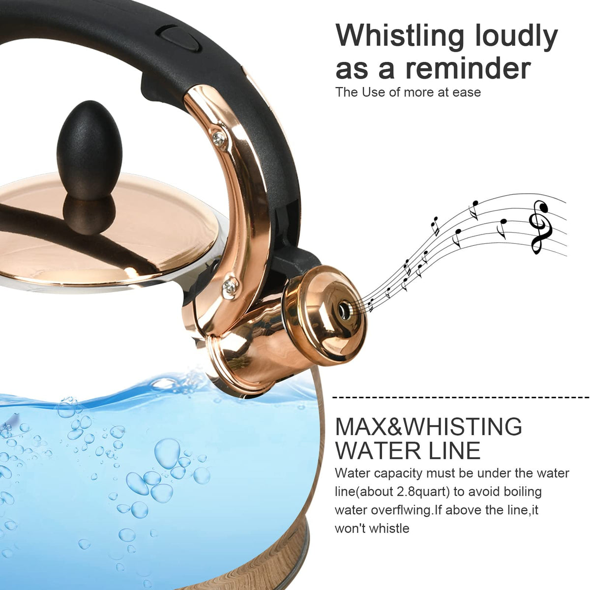 LUXGRACE kettle handle trigger enables safe, one‑hand pouring.