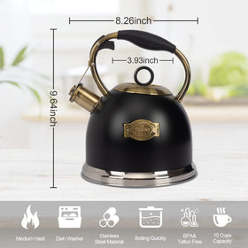 LUXGRACE tea kettle induction-compatible design fits multiple stovetops.