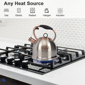 LUXGRACE stovetop kettle lid whistle signals boiling water clearly.