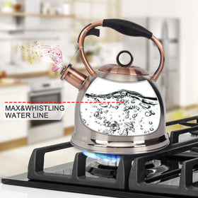 LUXGRACE tea kettle with one-hand trigger for easy pouring.