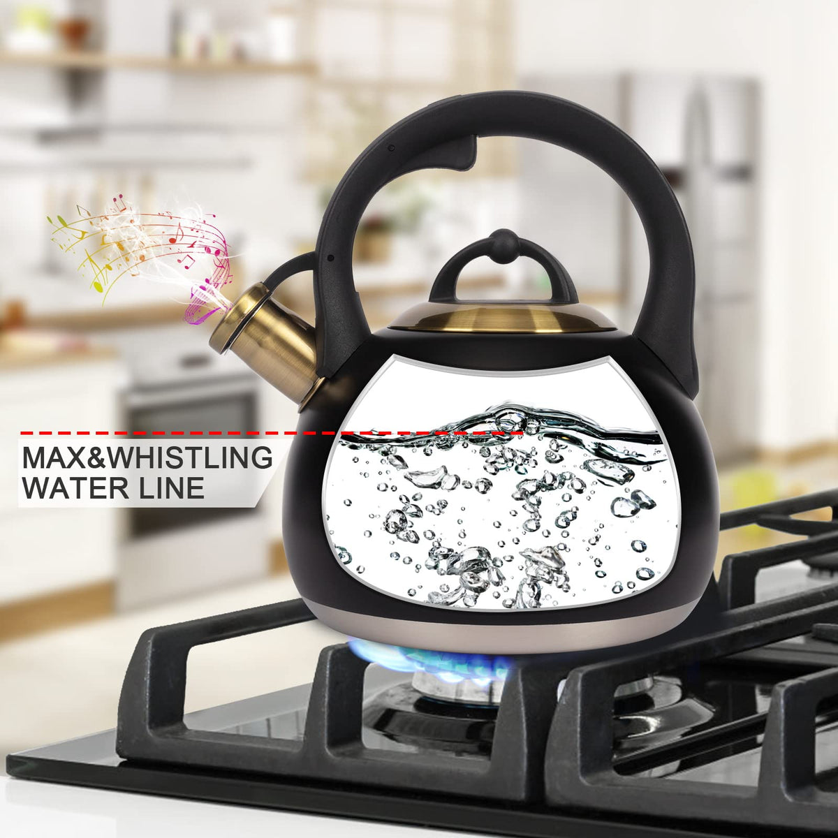 LuxGrace tea kettle one-hand trigger enables easy pouring.