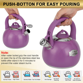 LUXGRACE tea kettle features one-hand trigger for easy pouring.
