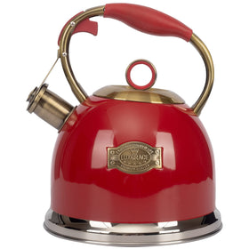 LUXGRACE tea kettle red on stove in action for quick, effortless pouring