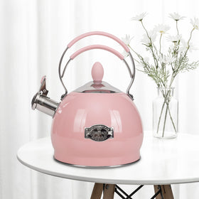 Luxgrace whistling kettle pouring spout with steam ready for tea.