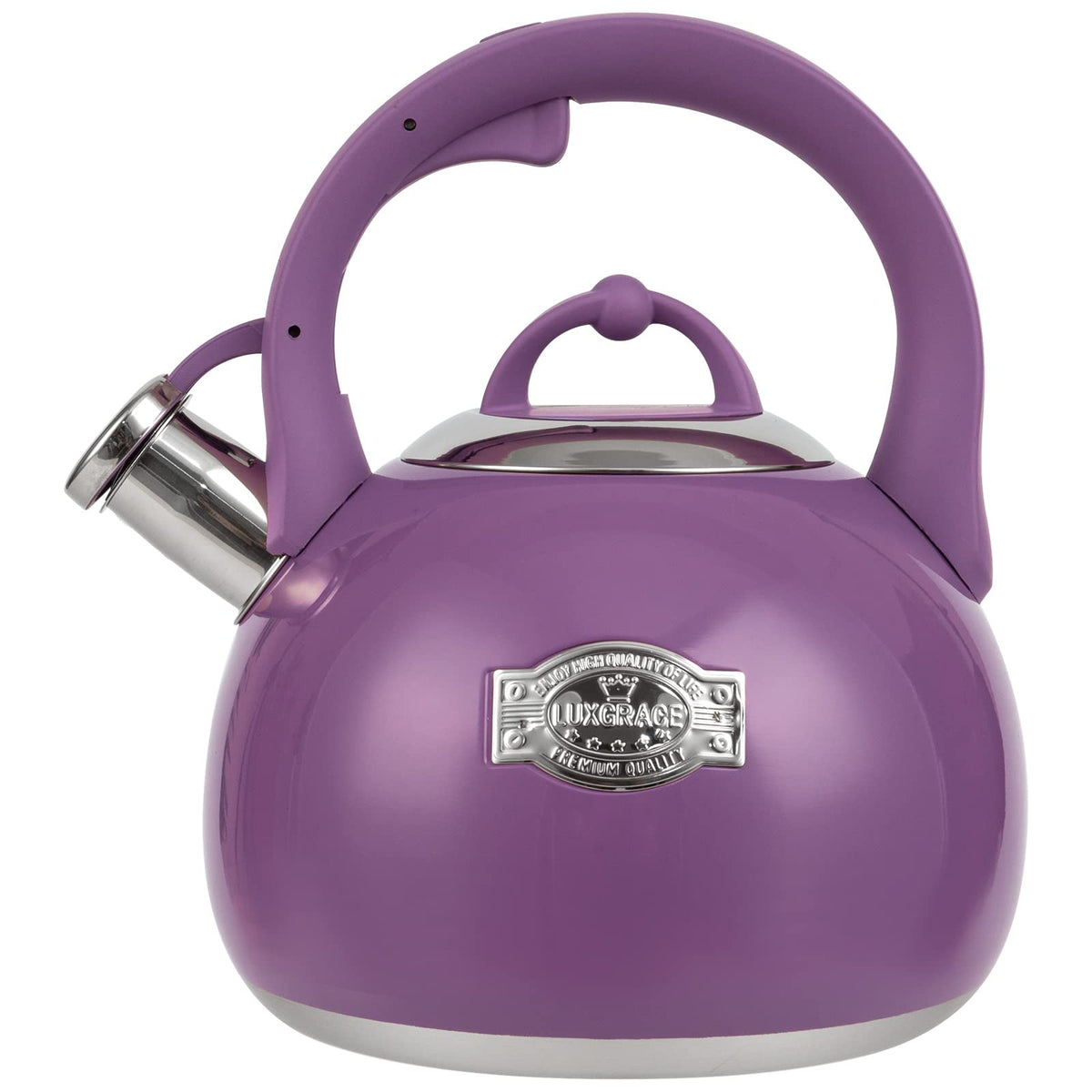 LUXGRACE Tea Kettle on stovetop with 3.1 qt capacity for quick boils.