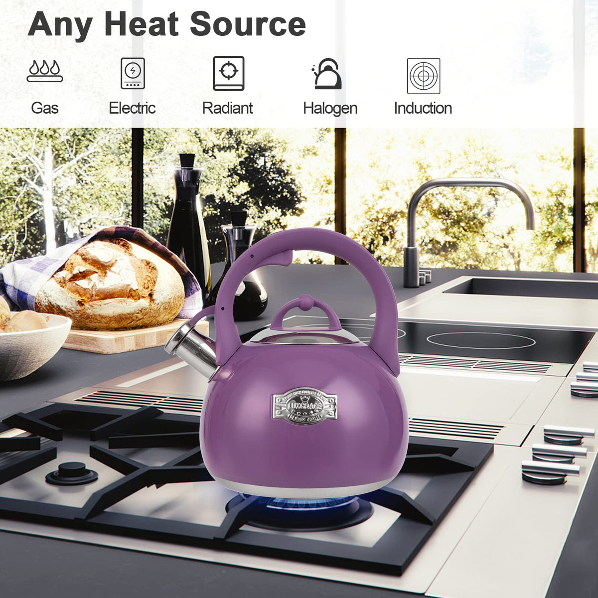 LUXGRACE kettle lid whistle signals when water reaches boiling.