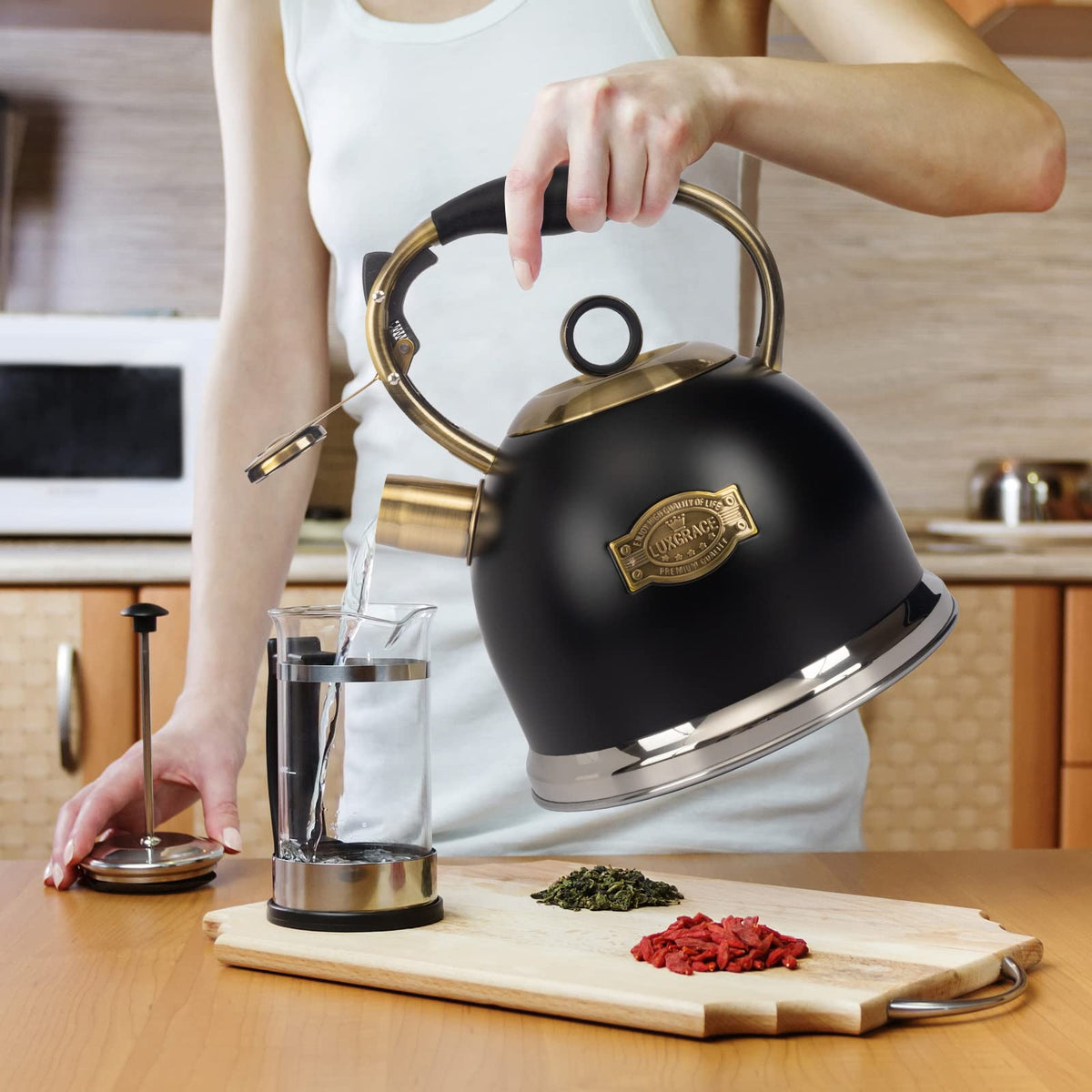 LUXGRACE tea kettle suitable for stovetop use with reliable performance.