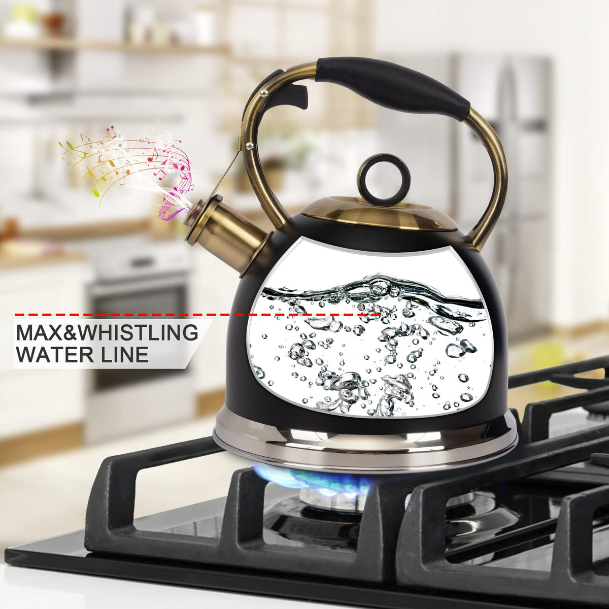 LUXGRACE tea kettle tight lid design supports faster boiling and secure steam.