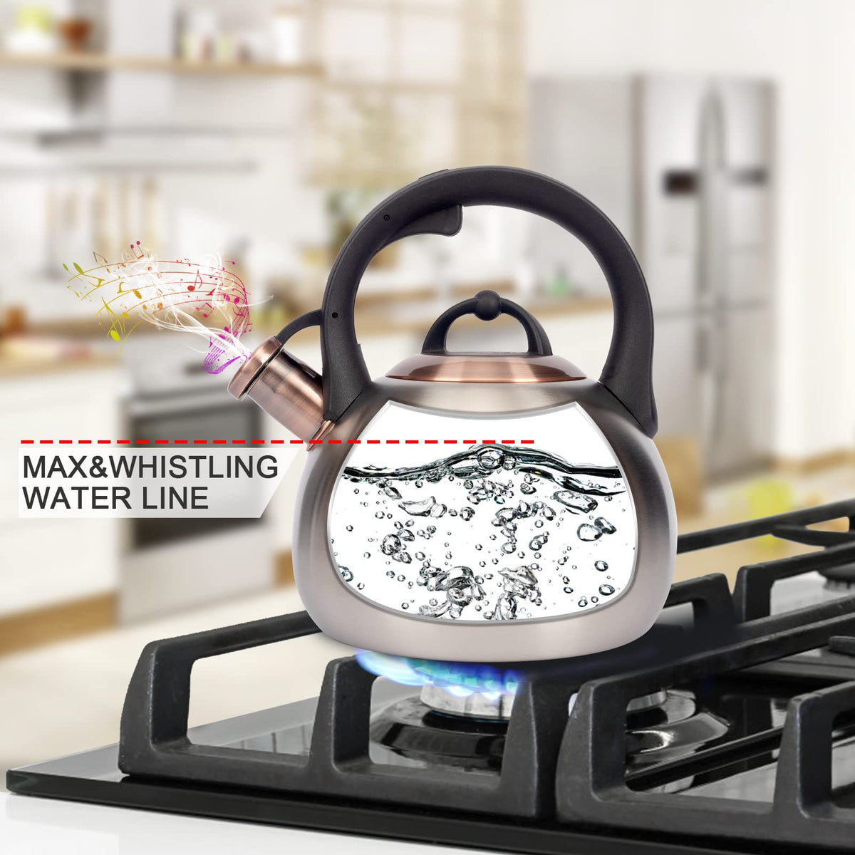 LUXGRACE tea kettle spout enables controlled pour with a comfortable grip.