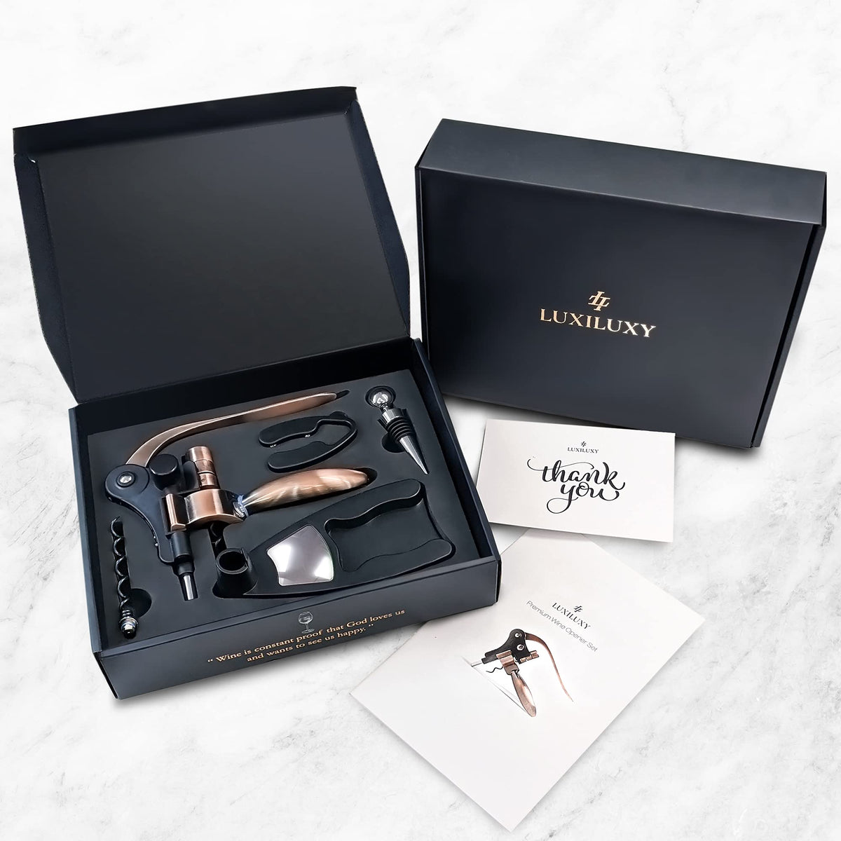 Luxiluxy opener-stand showing elegant storage and accessibility.