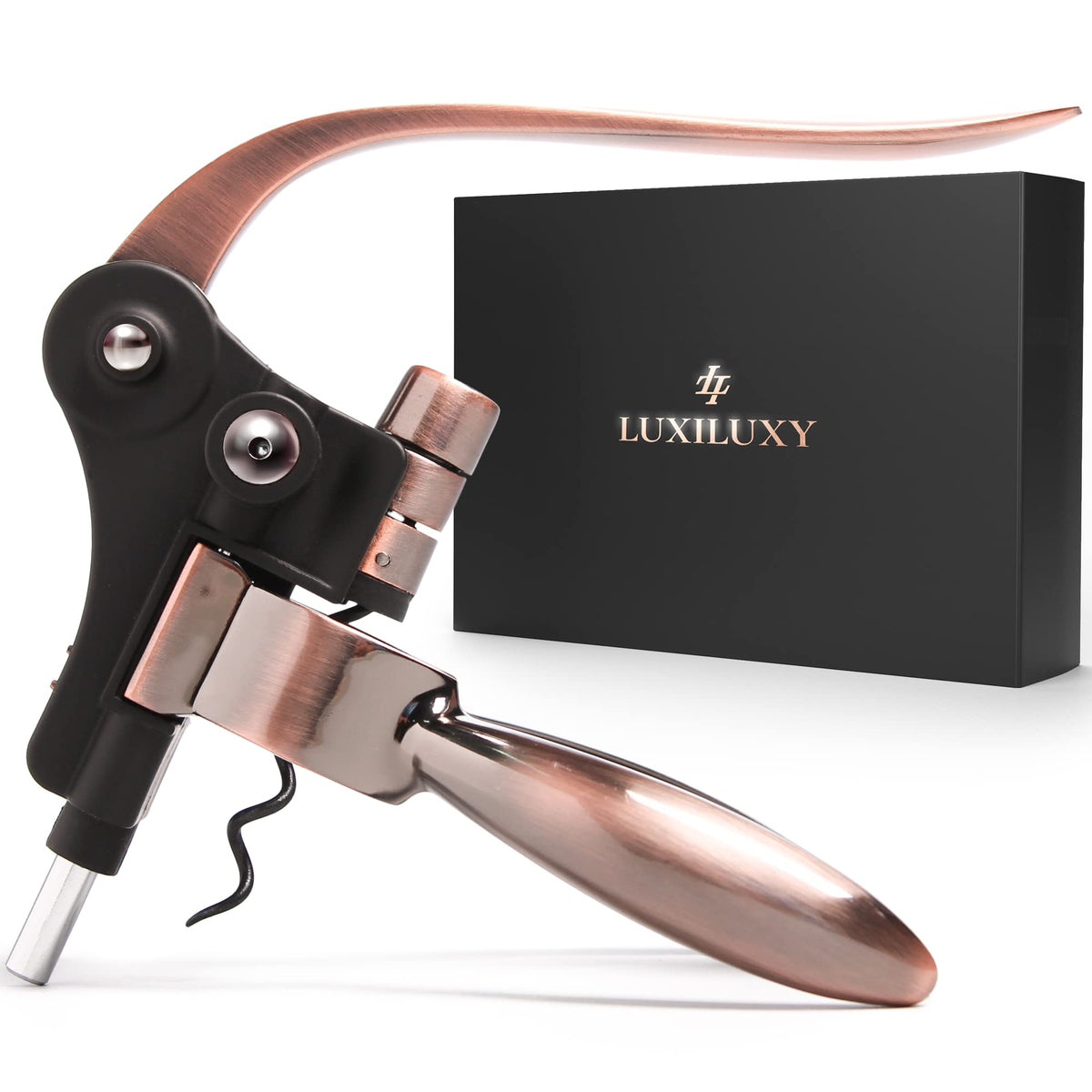 Luxiluxy wine bottle opener with sturdy corkscrew for effortless uncorking.