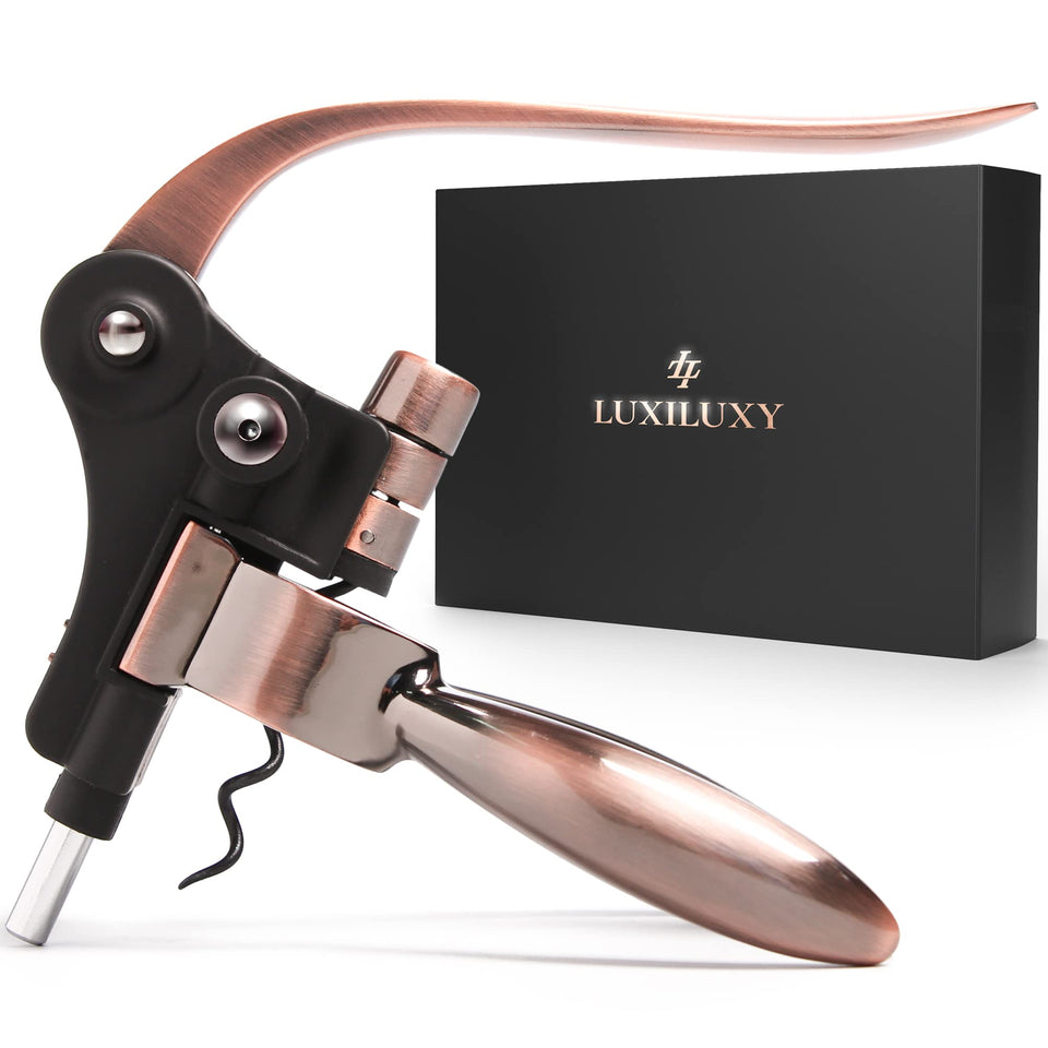 Luxiluxy wine bottle opener with sturdy corkscrew for effortless uncorking.