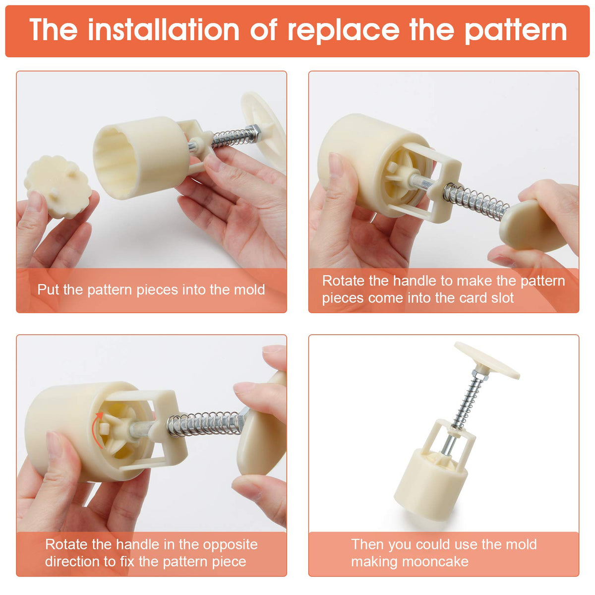 Luxiv Moon Cake Mould hand-press handle facilitates easy, rust-free operation