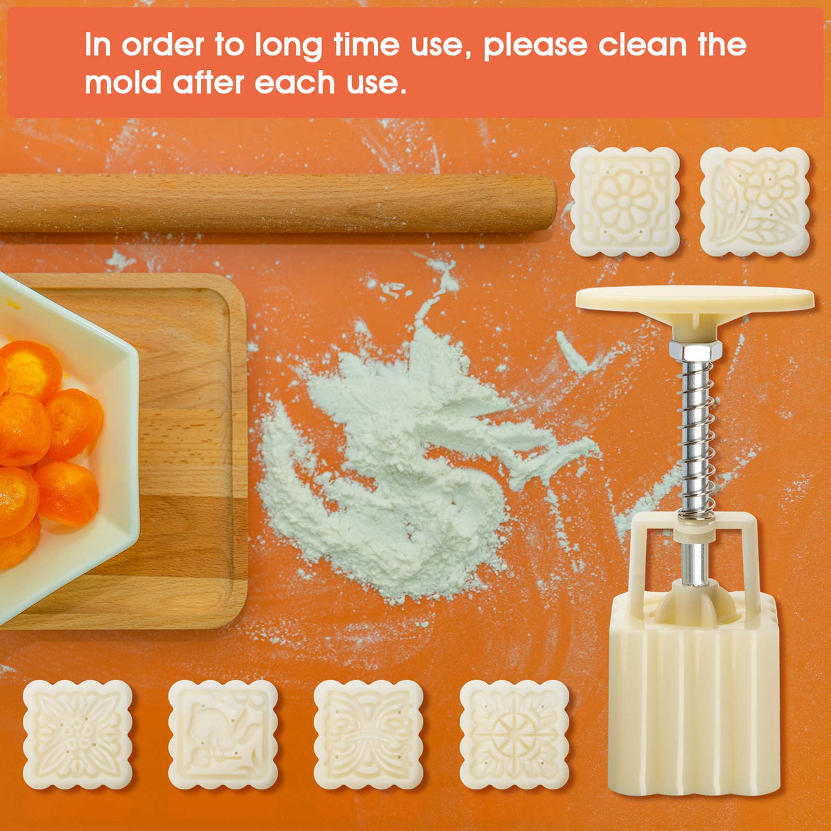 Luxiv Moon Cake Mould includes 12 interchangeable patterns across two sets for versatility