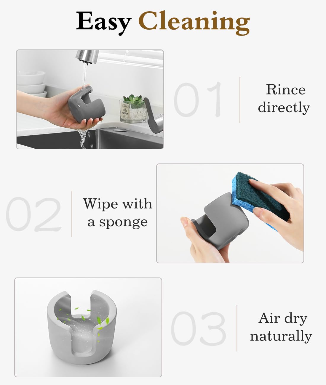 Luxspire sponge holder is easy to clean and quick to air-dry.
