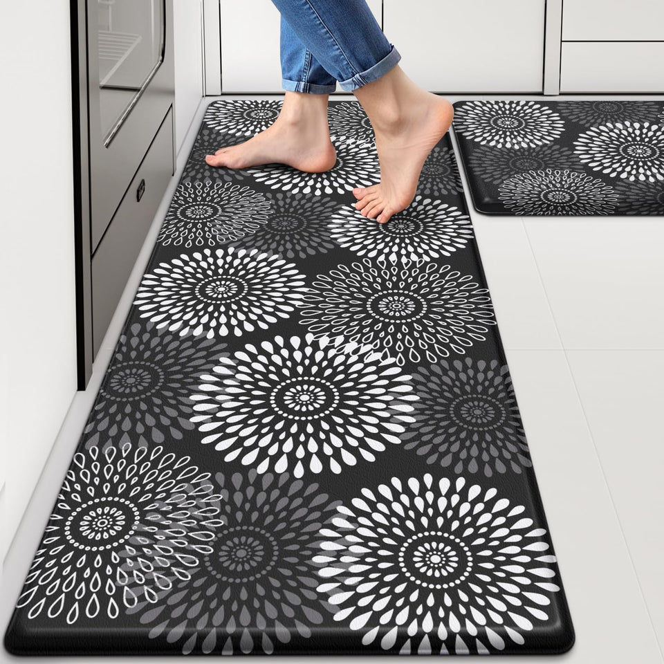 LuxStep kitchen mat anti-fatigue cushion reduces standing fatigue during cooking.