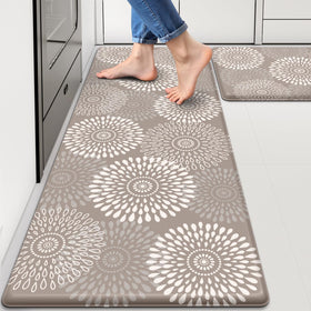 LuxStep anti-fatigue khaki 17x30 mat provides comfortable standing by the counter.