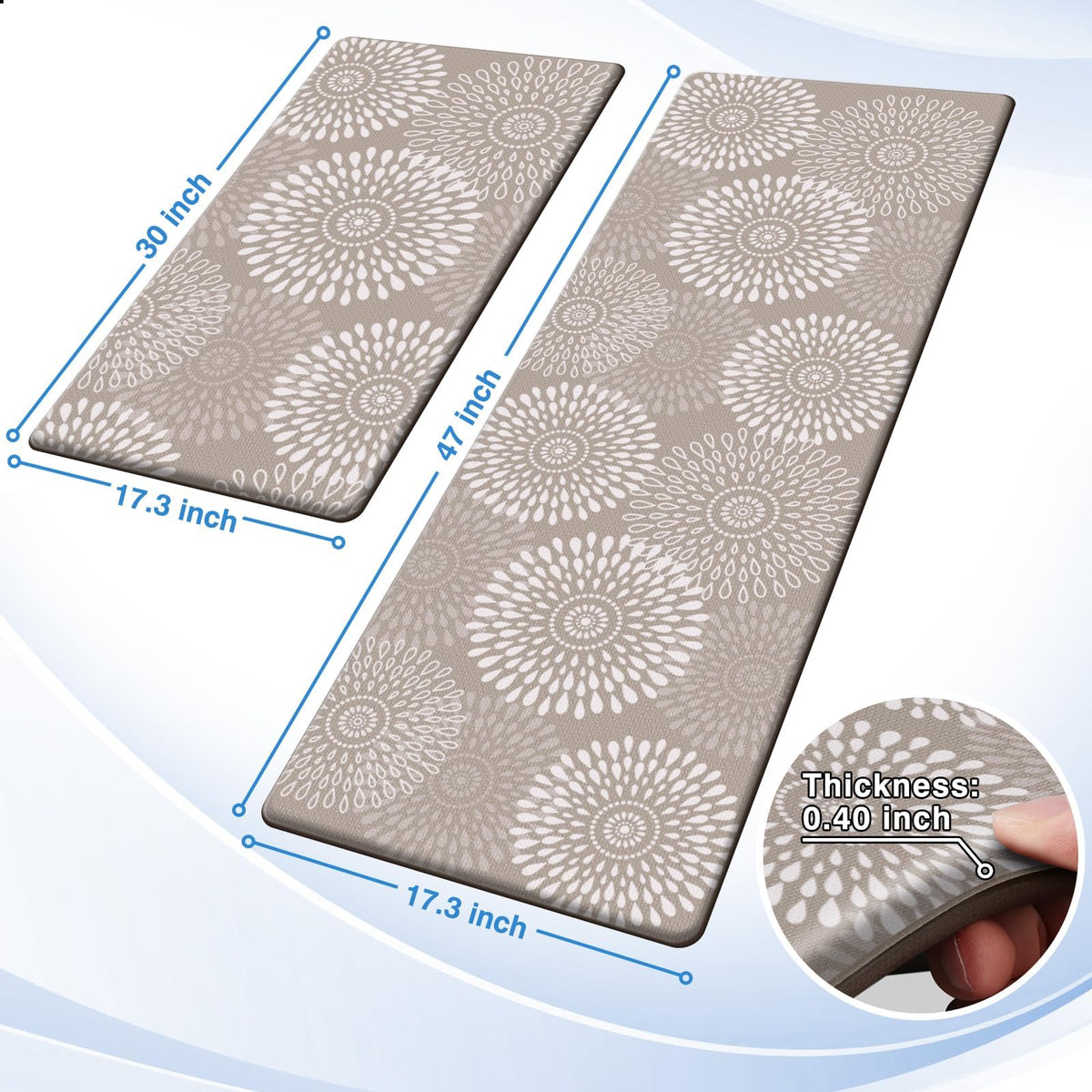 LuxStep anti-slip khaki 17x30 mat stays in place while cooking.